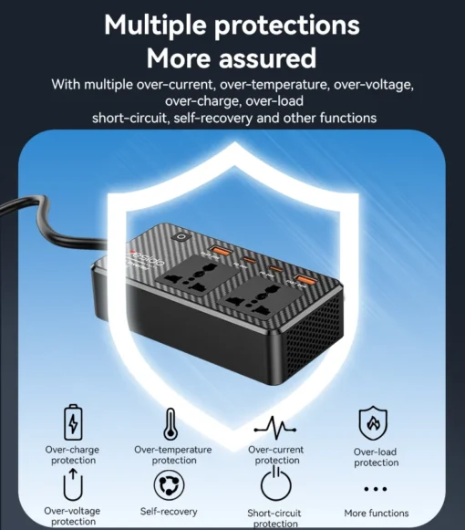 Inversor multifuncional para carro Yesido VC07 200W AC220V - Image 5